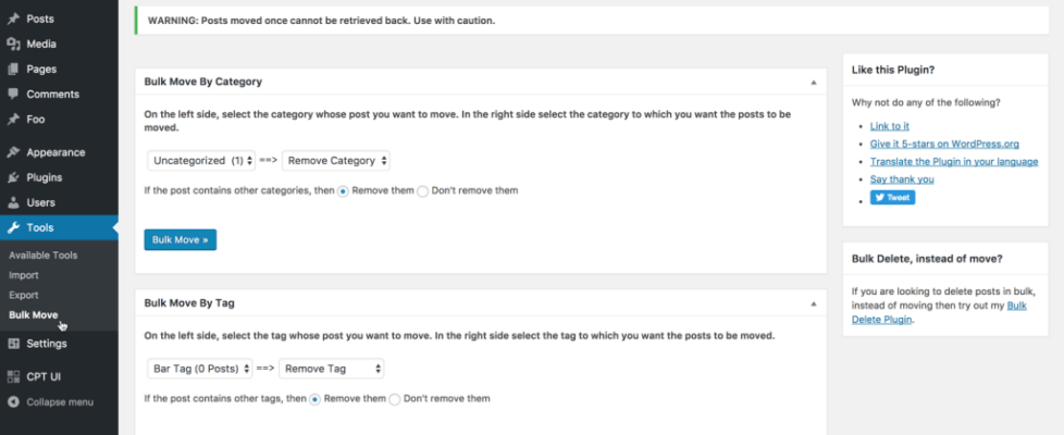 move posts from one category to another